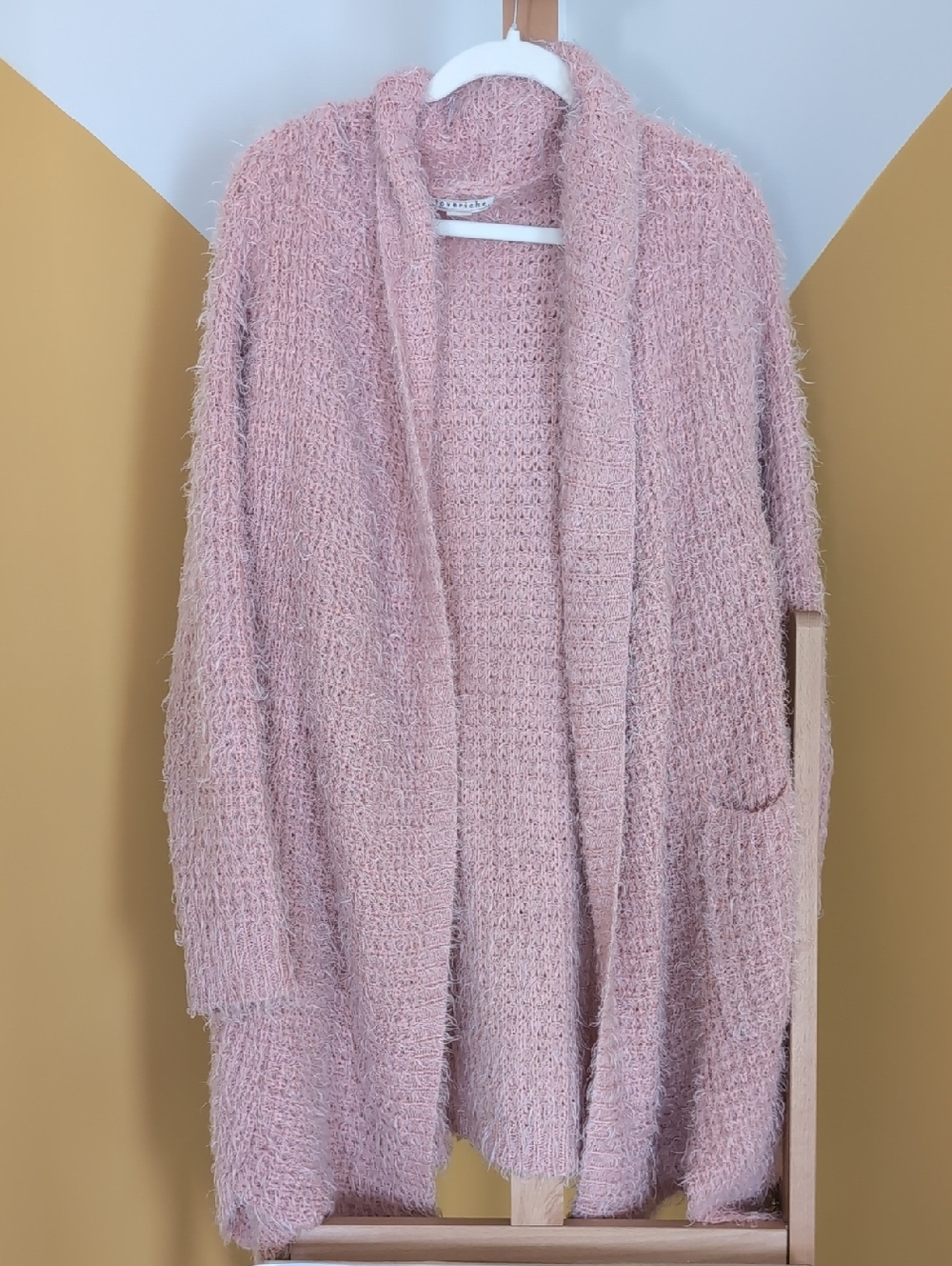 Women’s Blush Open-Front Fuzzy Cardigan with Pockets